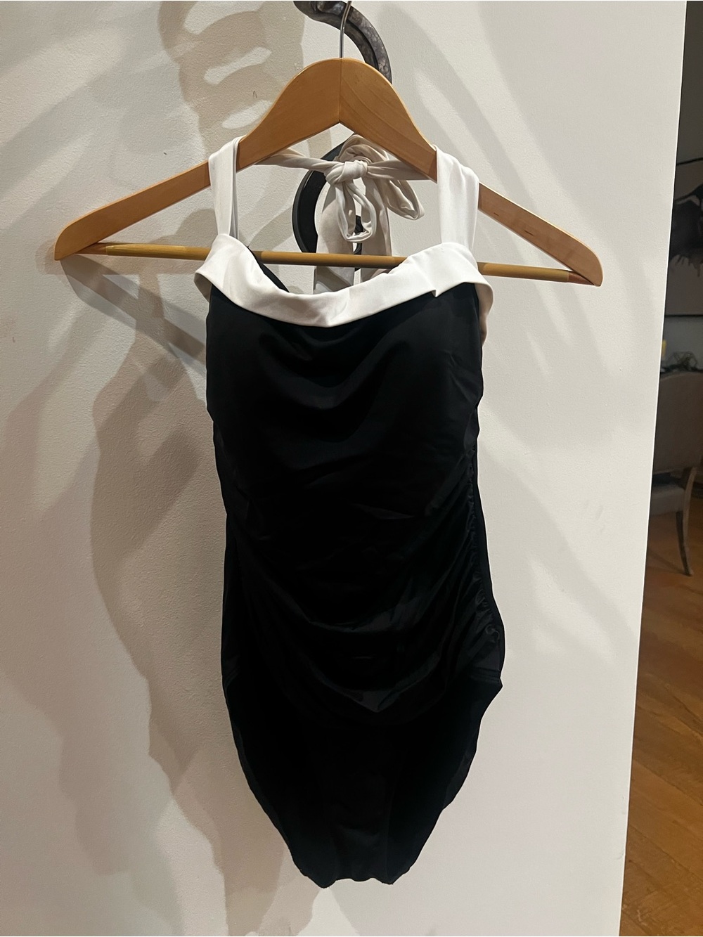 Classic Black and White Halter Bathing Suit